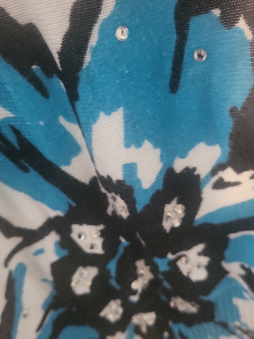INC International Concepts Cream Tunic with Blue Floral Rhinestone Accents - Picture 2 of 3